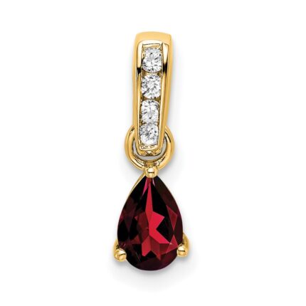 14K 6x4 Pear January/Garnet and Diamond Pendant