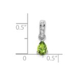 14k White Gold 6x4 Pear August/Peridot and Diamond Pendant - Image 2