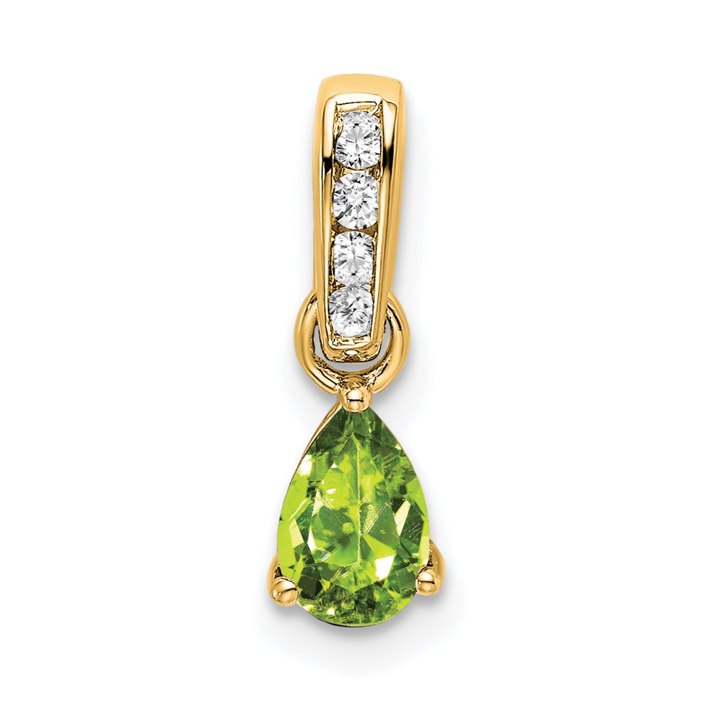 PM7409-PE-005-YA.jpg 14K 6x4 Pear August/Peridot and Diamond Pendant - Image 1