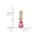 10k Yellow Gold Pear Pink Tourmaline and Diamond Pendant - Image 2