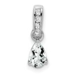 14k White Gold 6x4 Pear April/White Topaz and Diamond Pendant