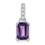 10k White Gold Amethyst and Diamond Pendant