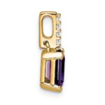 10k Yellow Gold Amethyst and Diamond Pendant - Image 2