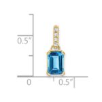 14k 7x5 Emerald-cut December/Blue Topaz and Diamond Pendant - Image 2