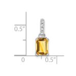 10k White Gold Citrine and Diamond Pendant - Image 2