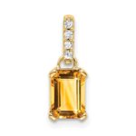 10k Yellow Gold Citrine and Diamond Pendant