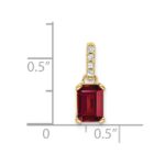 14k 7x5 Emerald-cut July/Lab Created Ruby and Diamond Pendant - Image 2