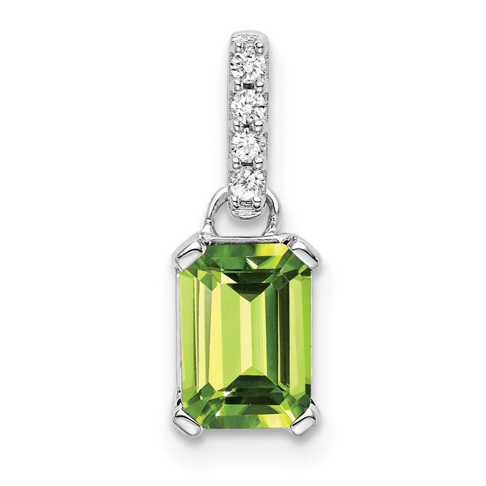 PM7410-PE-004-1WA.jpg 10k White Gold Peridot and Diamond Pendant - Image 1