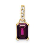 10k Yellow Gold Rhodolite Garnet and Diamond Pendant