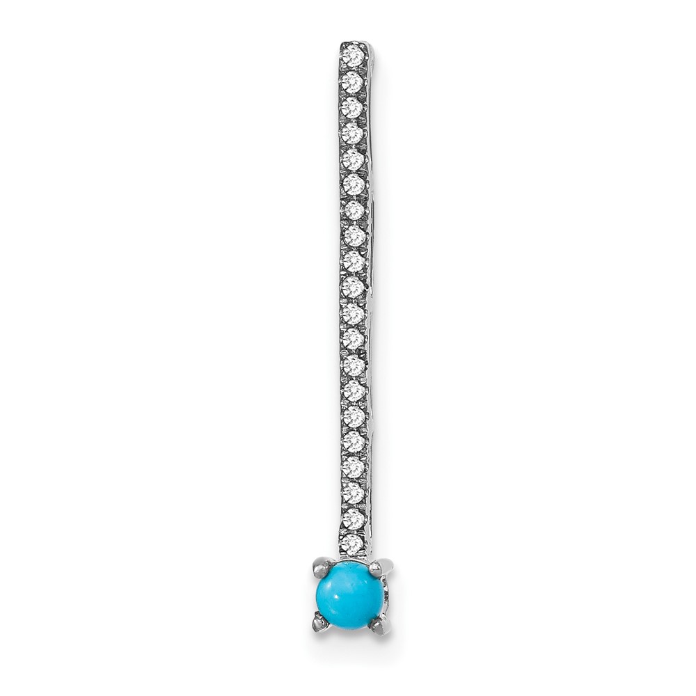PM7415-BTQ-W.jpg 14k White Gold Turquoise and White Topaz Slide Fits up to 4mm Fancy Omega Only - Image 1