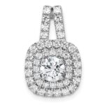 14k White Gold 1 1/2 carat Lab Grown Diamond VS/SI+ G+ Complete Double Halo Pendant