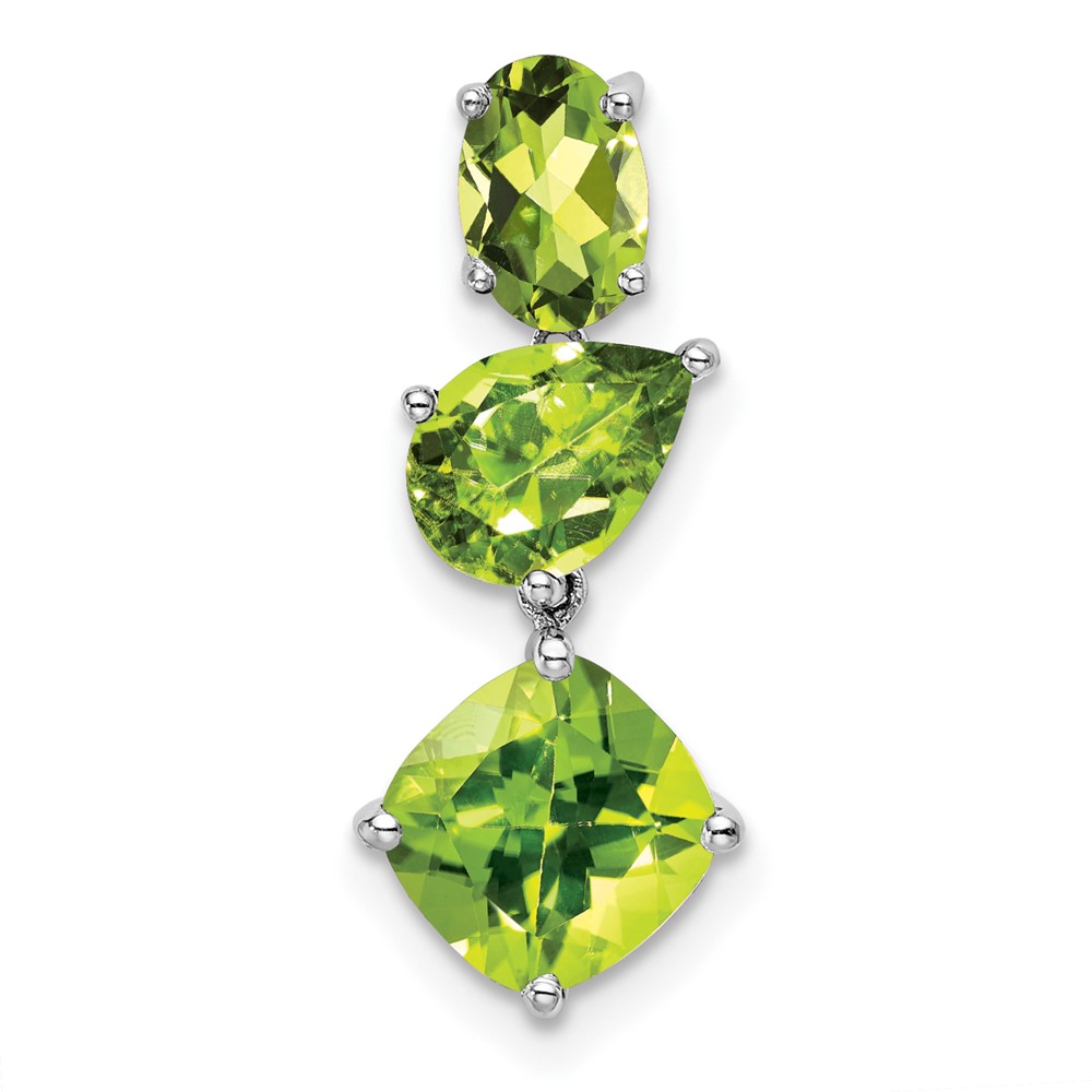 PM7457-PE-W.jpg 14k White Gold Oval/Pear/Cushion Peridot Chain Slide - Image 1