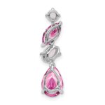 14k White Gold Lab Created Pink Sapphire and Lab Created Opal Chain Slide - Image 4