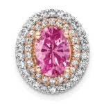14k Two Tone 1/5 carat Lab Grown Diamond VS/SI+ G+ and Lab Created Pink Sapphire Chain Slide Pendant
