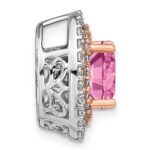 14k Two Tone 1/5 carat Lab Grown Diamond VS/SI+ G+ and Lab Created Pink Sapphire Chain Slide Pendant - Image 2
