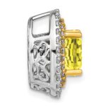 14k Two Tone 1/5 carat Lab Grown Diamond VS/SI+ G+ and Lab Created Yellow Sapphire Chain Slide Pendant - Image 2