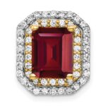 14k Two Tone 5/8 carat Lab Grown Diamond VS/SI+ G+ and Lab Created Ruby Complete Chain Slide Pendant