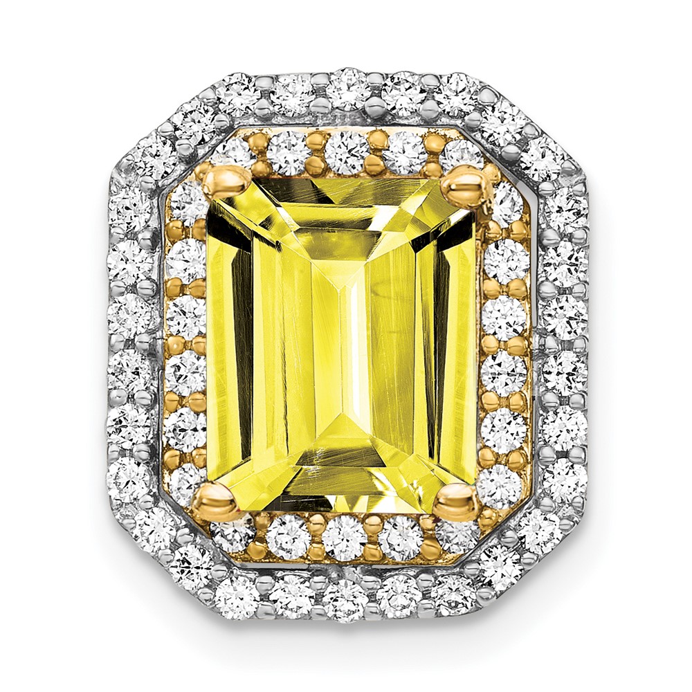 PM7504-CYS-062-WYAA.jpg 14k Two Tone 5/8 carat Lab Grown Diamond VS/SI+ G+ and Lab Created Yellow Sapphire Complete Chain Slide Pendant - Image 1