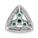14k White Gold 1/2 carat Lab Grown Diamond VS/SI+ G+ and Lab Created Emerald Triangle Complete Chain Slide Pendant - Image 3