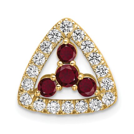 14k 1/2 carat Lab Grown Diamond VS/SI+ G+ and Lab Created Ruby Triangle Complete Chain Slide Pendant