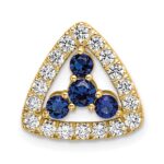 14k 1/2 carat Lab Grown Diamond VS/SI+ G+ and Lab Created Blue Sapphire Triangle Complete Chain Slide Pendant