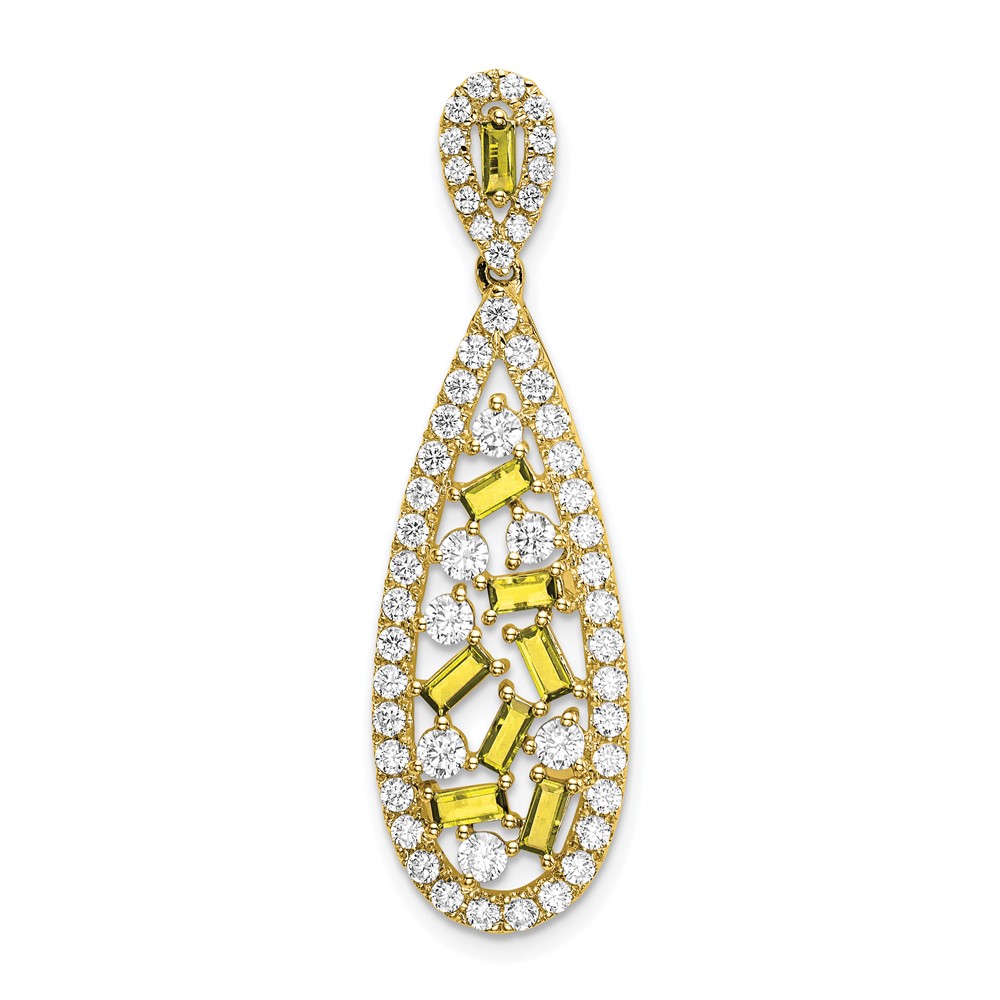 PM7934-CYS-092-YAA.jpg 14k White Gold 7/8 carat Lab Grown Diamond VS/SI+ G+ and Lab Created Yellow Sapphire Chain Slide Pendant - Image 1