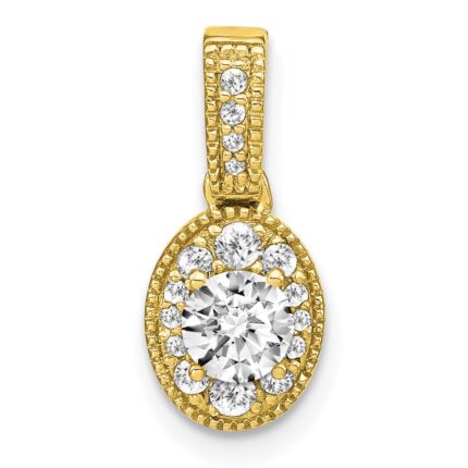14k 1/2 carat Lab Grown Diamond VS/S IFGH Oval Complete Vintage Pendant