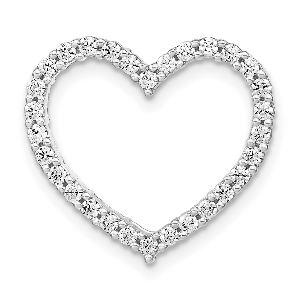 PM7982-050-WAA.jpg 14k White Gold 1/2 carat Lab Grown Diamond VS/SI+ G+ Complete Heart Chain Slide Pendant - Image 1
