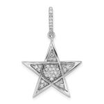 14k White Gold Polished 1/4 carat Diamond Star Pendant