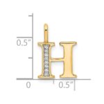 14k Diamond Letter H Initial Pendant - Image 4