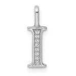 14K White Gold Diamond Letter I Initial Pendant