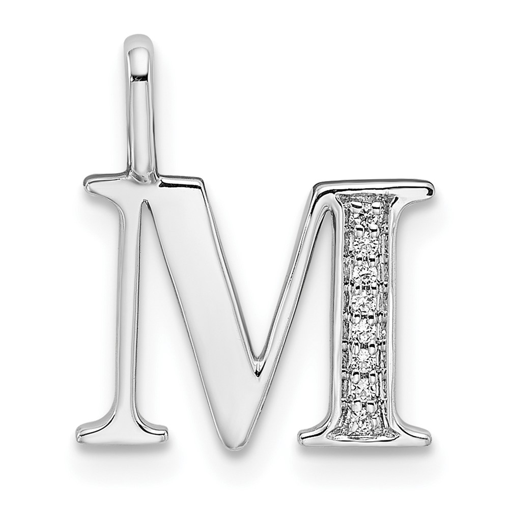 PM8365M-003-WA.jpg 14K White Gold Diamond Letter M Initial Pendant - Image 1