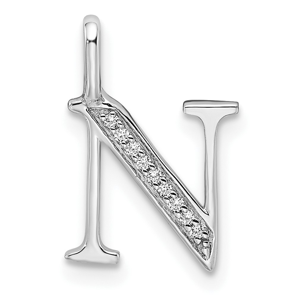 PM8365N-003-WA.jpg 14K White Gold Diamond Letter N Initial Pendant - Image 1