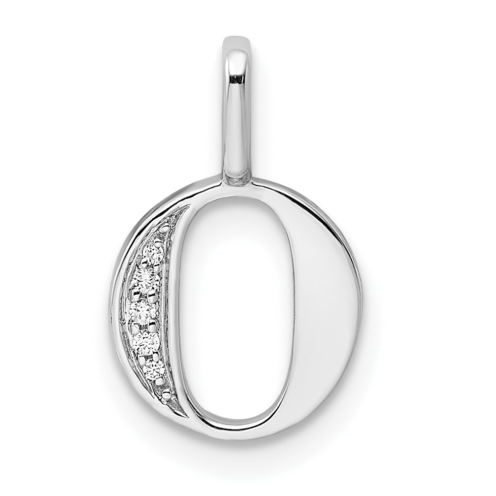 PM8365O-002-WA.jpg 14K White Gold Diamond Letter O Initial Pendant - Image 1