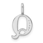 14K White Gold Diamond Letter Q Initial Pendant - Image 4