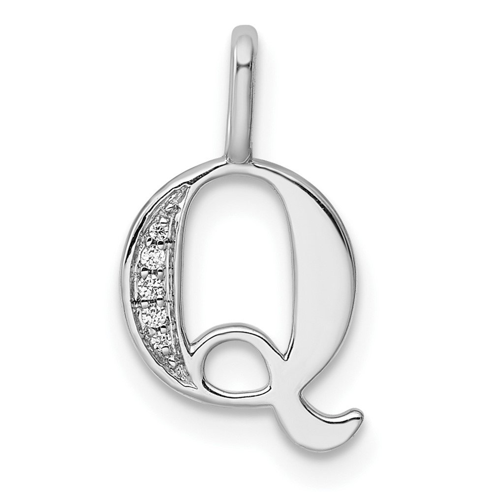 PM8365Q-002-WA.jpg 14K White Gold Diamond Letter Q Initial Pendant - Image 1