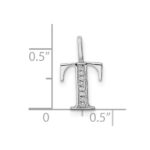 14K White Gold Diamond Letter T Initial Pendant - Image 3