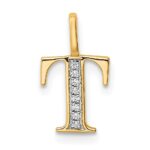 14k Diamond Letter T Initial Pendant