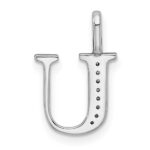 14K White Gold Diamond Letter U Initial Pendant - Image 4