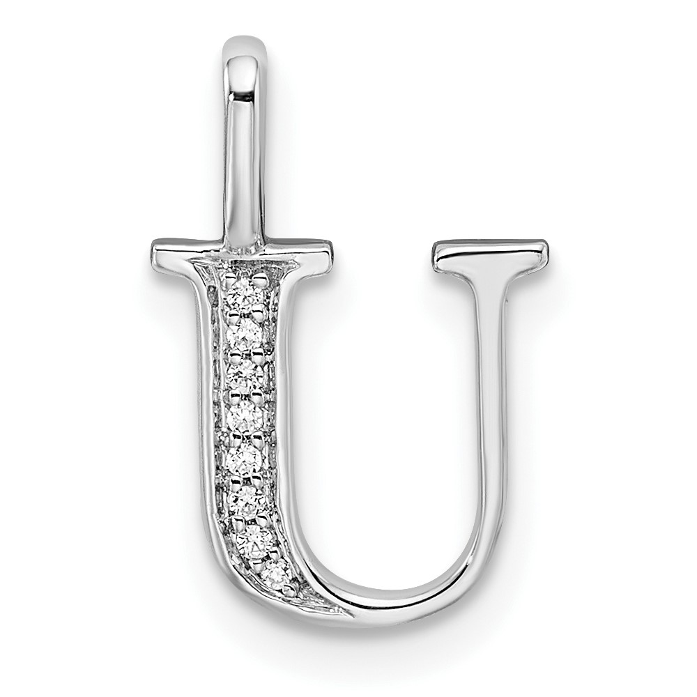 PM8365U-002-WA.jpg 14K White Gold Diamond Letter U Initial Pendant - Image 1