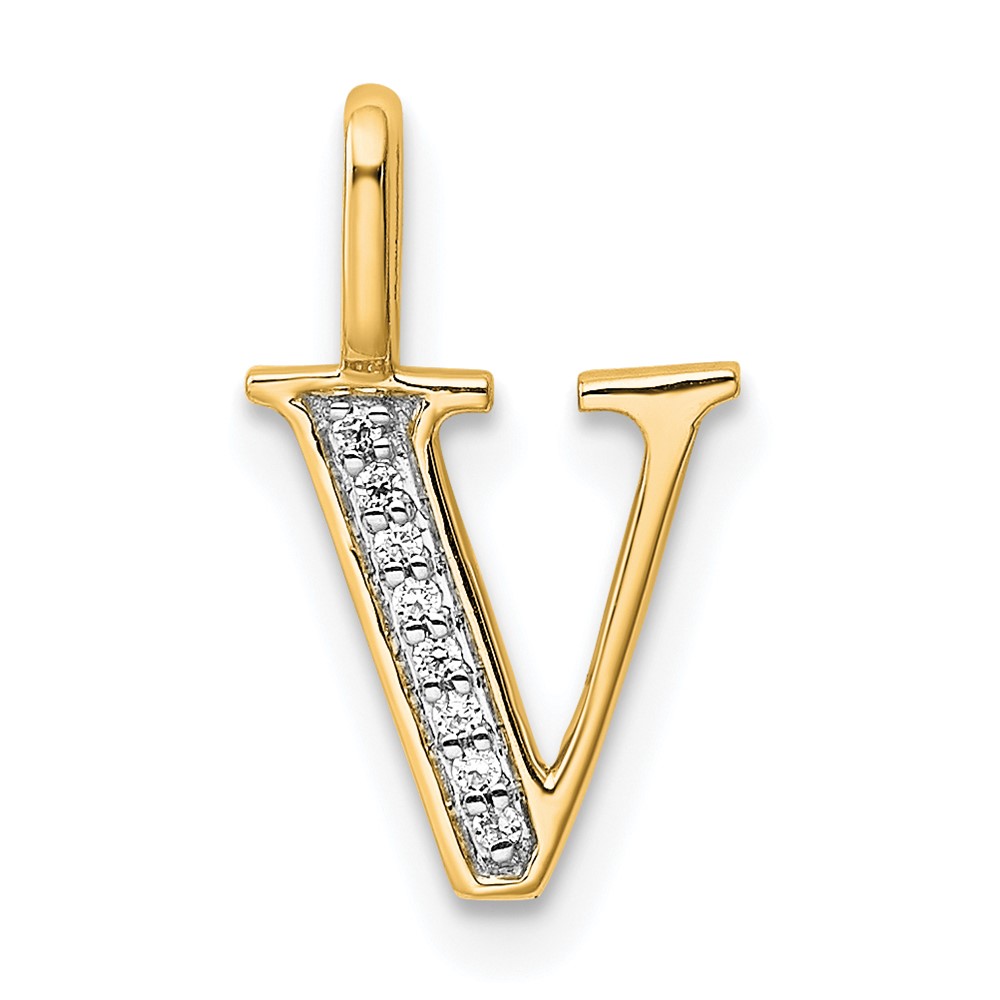 PM8365V-003-1YA.jpg 10K Diamond Letter V Initial Pendant - Image 1