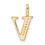 14K Diamond Letter V Initial Pendant - Image 3