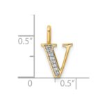 14K Diamond Letter V Initial Pendant - Image 4