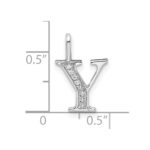 14K White Gold Diamond Letter Y Initial Pendant - Image 3