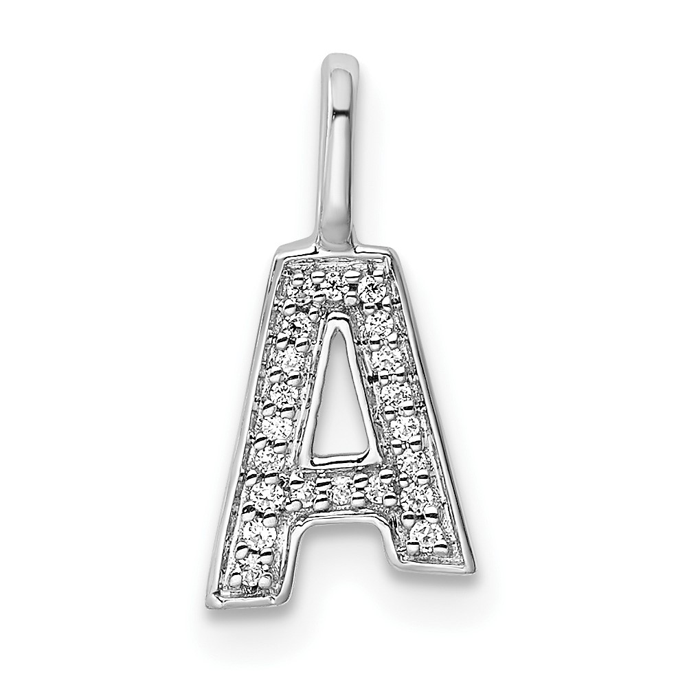 PM8367A-006-WA.jpg 14K White Gold Diamond Letter A Initial Pendant - Image 1