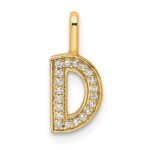 14K  Gold Diamond Letter D Initial Pendant