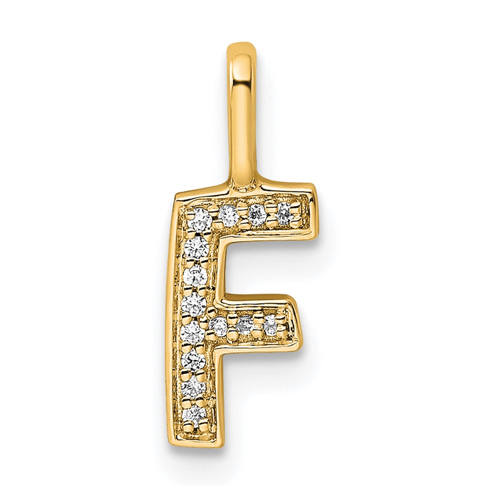 PM8367F-005-YA.jpg 14K Gold Diamond Letter F Initial Pendant - Image 1