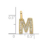 14K Yellow Gold Diamond Letter M Initial Pendant - Image 4