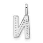 14K White Gold Diamond Letter N Initial Pendant - Image 3