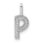 14K White Gold Diamond Letter P Initial Pendant